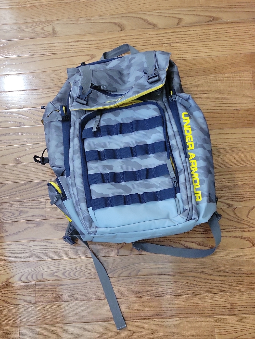 Under Armour Steph Curry Gray Camo Backpack with Yellow Accents